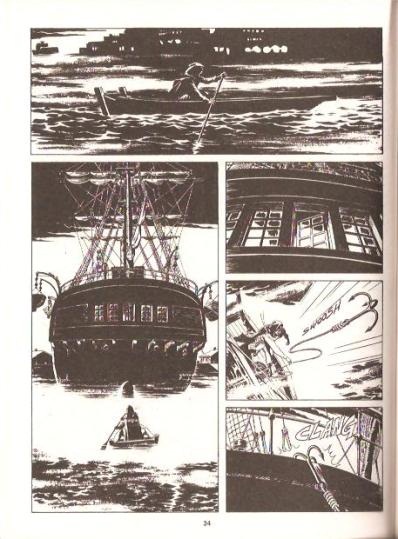 Il silenzioso attracco di Ugo alla nave <br>Shanghai Devil n.5, pag.34, tavola di Alessandro Nespolino<br><i>(c) 2012 Sergio Bonelli editore</i>